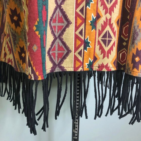 Vintage 90's Southwestern Fringe Tunic V-Neck 2X - Picture 5 of 9